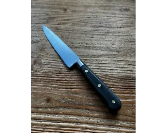 Cuisine 13 cm Carbone Manche bois noir Rivets Rosette - Ref 335