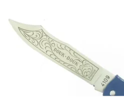 Douk Douk 160 Inox - Manche Acier couleur BLEU - GAINE CUIR