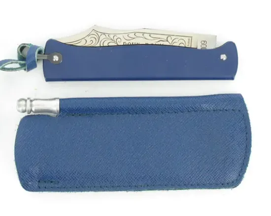 Douk Douk 200 Inox - Manche Acier Couleur BLEU - GAINE CUIR