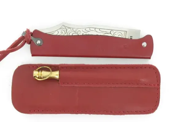 Douk Douk 200 Inox - Manche Acier Couleur ROUGE - GAINE CUIR