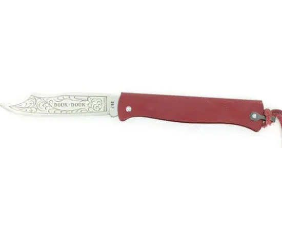 Douk Douk 200 Inox - Manche Acier Couleur ROUGE - GAINE CUIR