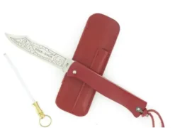 Douk Douk 200 Inox - Manche Acier Couleur ROUGE - GAINE CUIR