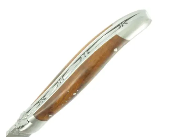 Laguiole 12 cm Bois de Fer - Mouche travaillée - 2 mitres