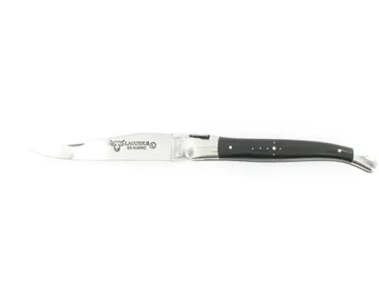 Laguiole 12 cm Buffle - Abeille en Damas - 2 Mitres