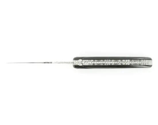 Laguiole 12 cm Buffle Plein Manche - Guillochage en Spirale