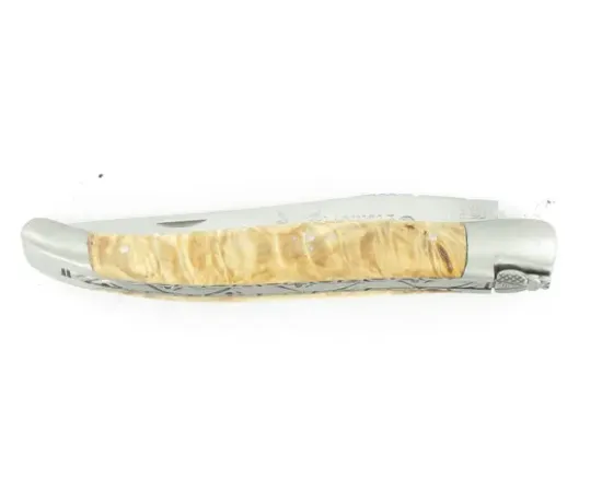 Laguiole 12 cm - Marronnier - Platines Guillochées - 2 mitres