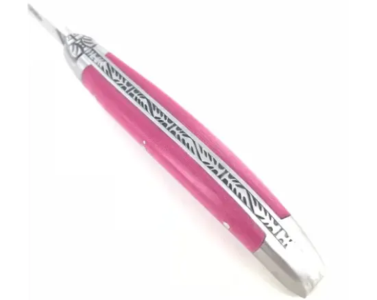Laguiole 9 cm - 2 mitres - Tissu Compressé Rose