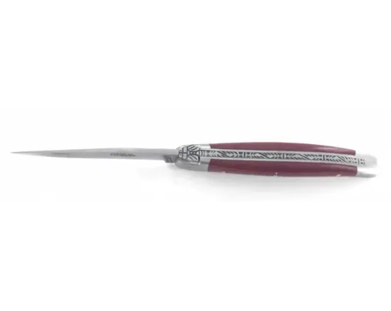 Laguiole 9 cm - 2 mitres - Tissu Compressé Rouge