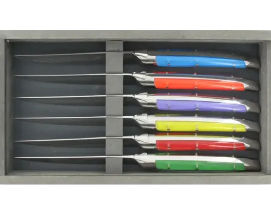 Laguiole moderne 6 Acryl Couleurs - coffret de 6 pièces