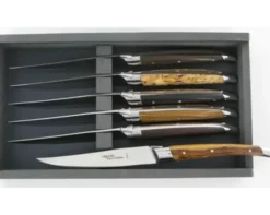 Laguiole moderne 6 Bois Différents - coffret de 6 pièces