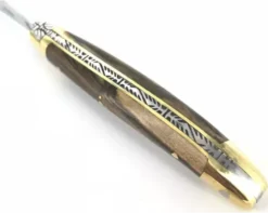 Laguiole Tradition 9 cm - 2 mitres laiton - Pistachier