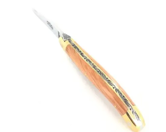 Laguiole Tradition 11 cm - 2 mitres Laiton - Genévrier