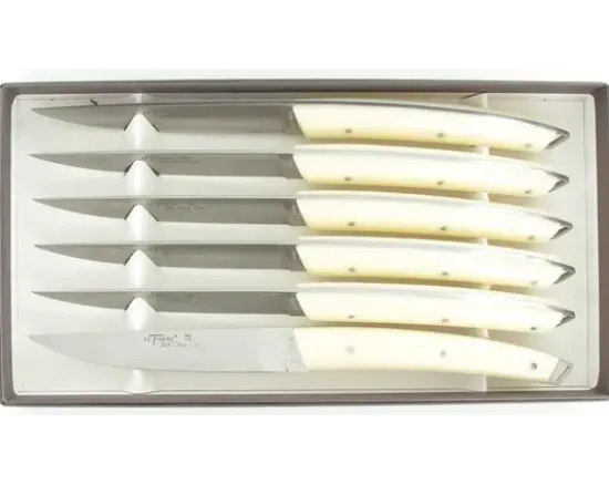 "Lame du Bougnat" - Le Thiers Table - coffret de 6 pièces - Manche Blanc
