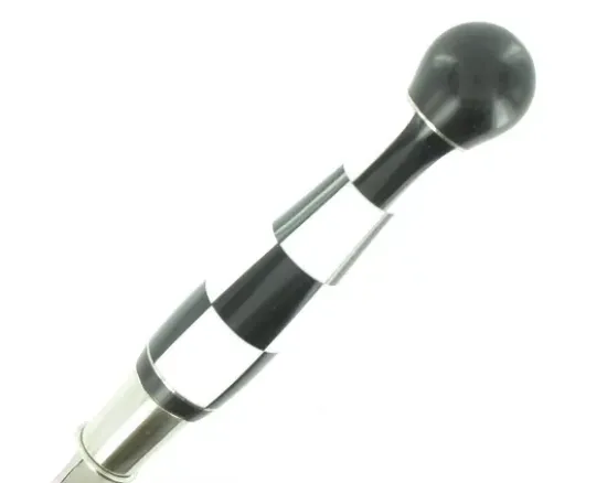 Nontron Virole n° 25 - Boule Damier - Manche Ebène et Corian Blanc, insert Aluminium