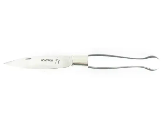 Nontron Virole n° 25 - Boule le Taiji - Manche Corian Blanc et noir, insert Aluminium