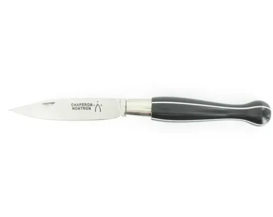 Nontron Virole n° 25 - Boule le Yang - Manche Corian Noir, insert Corian Blanc