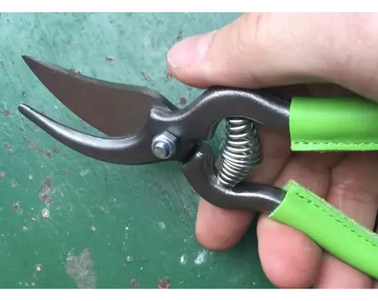 Sécateur de Jardin 18 cm - revêtement des branches en cuir VERT
